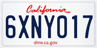 CA license plate 6XNY017