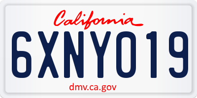 CA license plate 6XNY019