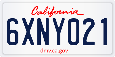 CA license plate 6XNY021