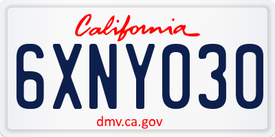 CA license plate 6XNY030