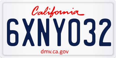 CA license plate 6XNY032