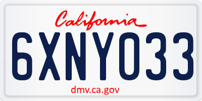 CA license plate 6XNY033