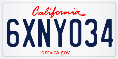 CA license plate 6XNY034
