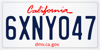 CA license plate 6XNY047