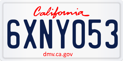 CA license plate 6XNY053