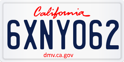 CA license plate 6XNY062