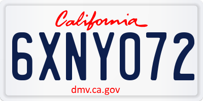 CA license plate 6XNY072