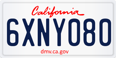 CA license plate 6XNY080