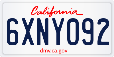 CA license plate 6XNY092