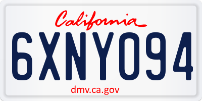 CA license plate 6XNY094