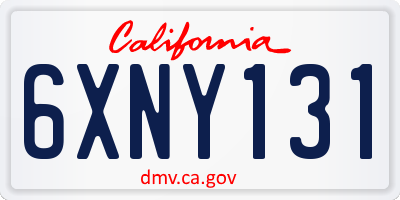 CA license plate 6XNY131
