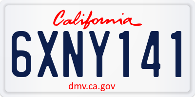 CA license plate 6XNY141