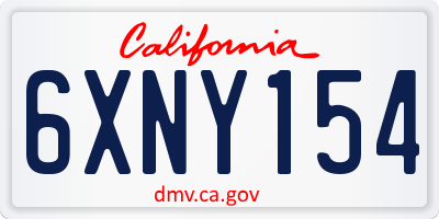CA license plate 6XNY154