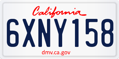 CA license plate 6XNY158