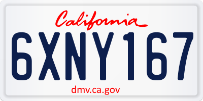 CA license plate 6XNY167