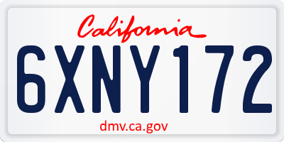 CA license plate 6XNY172