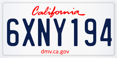 CA license plate 6XNY194