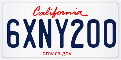 CA license plate 6XNY200