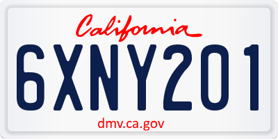 CA license plate 6XNY201
