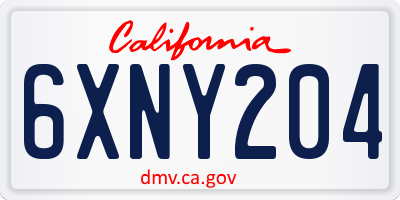 CA license plate 6XNY204