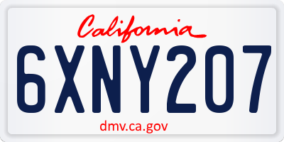 CA license plate 6XNY207