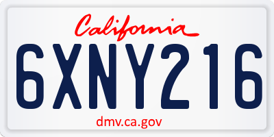CA license plate 6XNY216