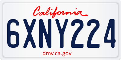 CA license plate 6XNY224