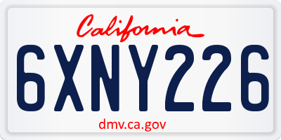 CA license plate 6XNY226