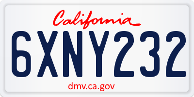 CA license plate 6XNY232