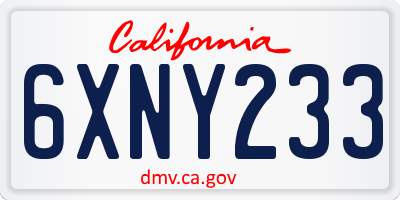 CA license plate 6XNY233