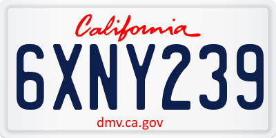 CA license plate 6XNY239