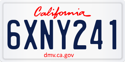 CA license plate 6XNY241