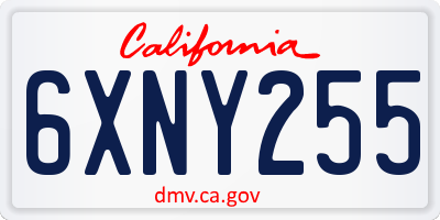 CA license plate 6XNY255