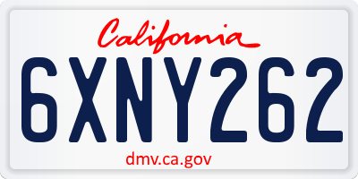 CA license plate 6XNY262