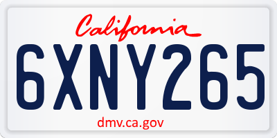 CA license plate 6XNY265