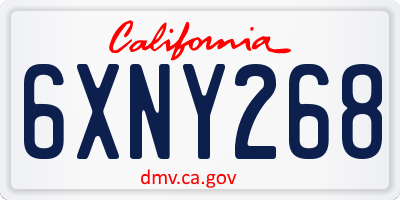CA license plate 6XNY268