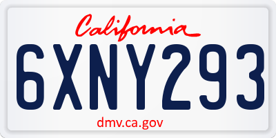 CA license plate 6XNY293