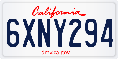 CA license plate 6XNY294
