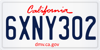 CA license plate 6XNY302