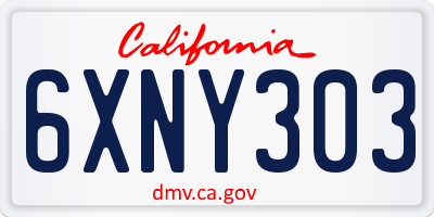 CA license plate 6XNY303