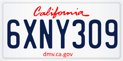 CA license plate 6XNY309