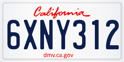 CA license plate 6XNY312