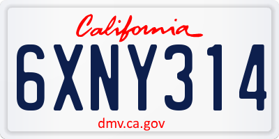 CA license plate 6XNY314