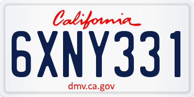CA license plate 6XNY331