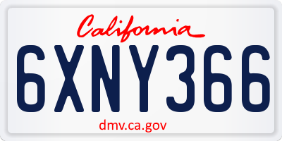 CA license plate 6XNY366