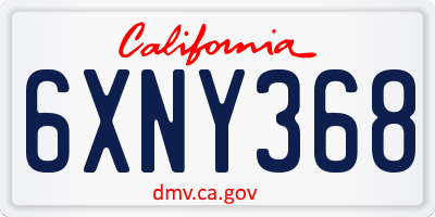 CA license plate 6XNY368