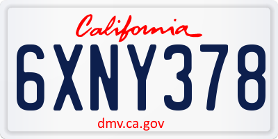 CA license plate 6XNY378