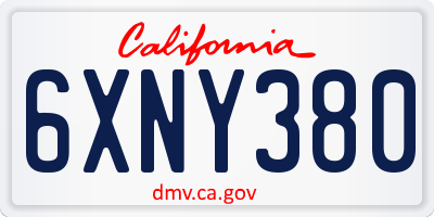 CA license plate 6XNY380
