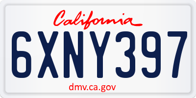 CA license plate 6XNY397