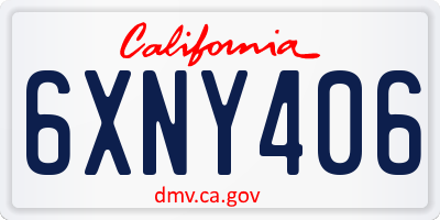 CA license plate 6XNY406
